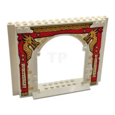 LEGO Panel 4 x 16 x 10 with Red Wooden Posts,…