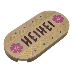 LEGO Tile, Round 2 x 4 Oval with Reddish Brown 'HEIHEI',…
