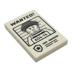 LEGO Tegel 2 x 3 met 'WANTED!' Minifigurenpatroon