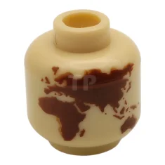 LEGO Kopf Minifigur ohne Gesichtsmuster (Globus Weltkarte mit Japan und Hawaii)