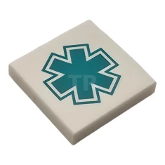 LEGO Tile 2 x 2 with EMT Star of Life Pattern