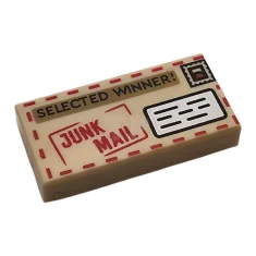 LEGO Carreau 1 x 2 avec en rouge "JUNK MAIL" et…