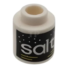 LEGO Brick, Round 1 x 1 with Yellow Lines and White…