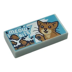LEGO Tile 1 x 2 with 'MEOW BiTS' and Medium Nougat…