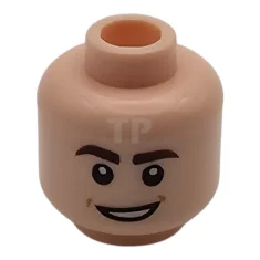 LEGO Hoofd Minifiguur met Glimlach / Bang Gezicht Patroon (Dubbelzijdig)