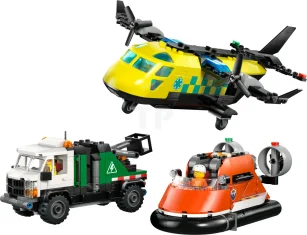 LEGO Kombinationsset mit Flugzeug, Wartungsfahrzeug und Luftkissenboot