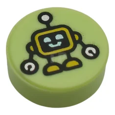 LEGO Tile 1 x 1 Round with Robot Pattern