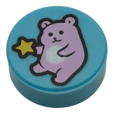 LEGO Tile 1 x 1 Round with Teddy Bear Pattern
