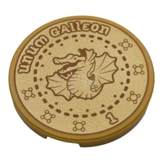 LEGO Tile, Round 3 x 3 with Dark Orange Dragon, 'Unum…