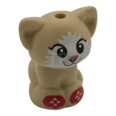 LEGO Kat, Friends-stijl, babykitten, zittend met zwarte ogen, donkerroze neus en…