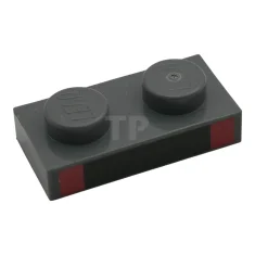 LEGO Platte 1 x 2 mit schwarzem Rechteck und 2 roten…