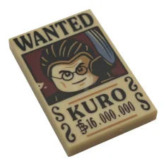 LEGO Tile 2 x 3 with Wanted Poster with Black 'WANTED'…