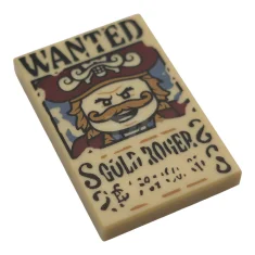 LEGO Tile 2 x 3 with Wanted Poster with Black 'WANTED'…