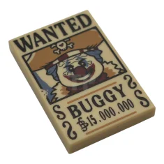 LEGO Tile 2 x 3 with Wanted Poster with Black 'WANTED'…