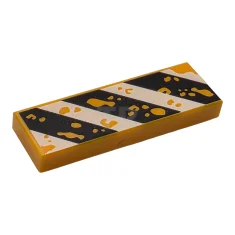 LEGO Tile 1 x 3 with Worn Black and White Danger…