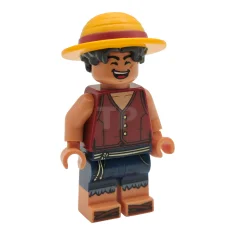 LEGO Aap D. Luffy - Haarcombo, strohoed met zwart haar, grijns…