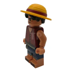 LEGO Aap D. Luffy - Haarcombo, strohoed met zwart haar, grijns…