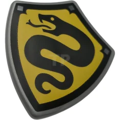 LEGO Minifigur, Schildviereck mit schwarzer Schlange und Umrandung mit dunkelsilbernen Quadraten…