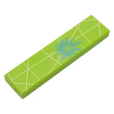 LEGO Tile 1 x 4 with Dark Turquoise Flower and Bright…