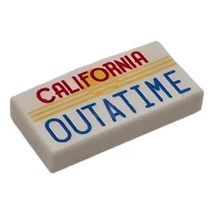 LEGO Tegel 1 x 2 met rood en blauw 'CALIFORNIA OUTATIME'…