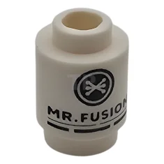LEGO Brick, Round 1 x 1 with Black 'MR. FUSION' Pattern