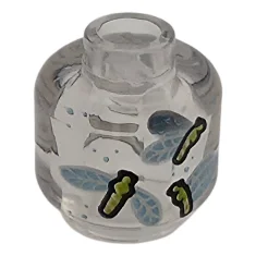 LEGO Minifigur, Kopf ohne Gesicht mit braunem Etikett mit schwarzer Schrift…