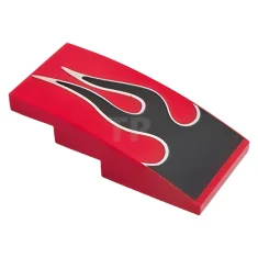 LEGO Slope, Curved 4 x 2 with Black Flames with Silver…