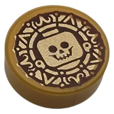 LEGO Tile 1 x 1 Round with Aztec Gold Coin Pattern