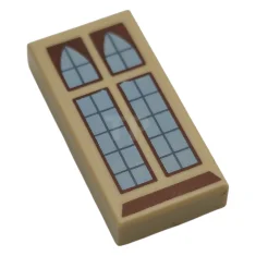LEGO Tile 1 x 2 with Reddish Brown Windows and Sill,…