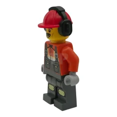 LEGO Construction Worker - Male, Dark Bluish Gray Overalls over Reddish…