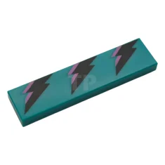 LEGO Tile 1 x 4 with 3 Black and Dark Pink…