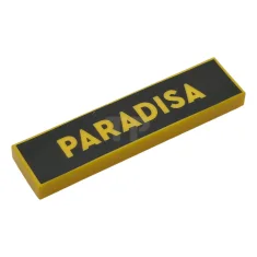 LEGO Tile 1 x 4 with 'PARADISA' on Black Background Pattern