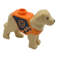 LEGO Dog, Labrador / Rescue Dog with Molded Orange Vest and…
