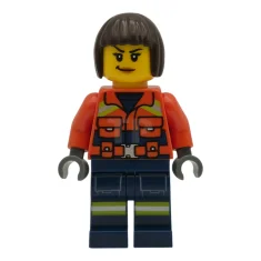 LEGO Coast Guard City - Female, Reddish Orange Jacket with Pockets…