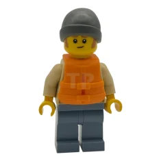 LEGO Man - Tan Knit Cable Sweater, Orange Life Jacket, Sand…
