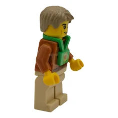 LEGO Plane Passenger - Male, Dark Orange Jacket, Tan Legs, Bright…