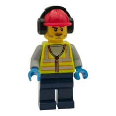 LEGO Airport Worker - Male, Neon Yellow Safety Vest with Reflective…
