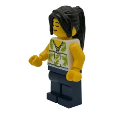 LEGO Plane Passenger - Female, White Sleeveless Top with Lime Palm…