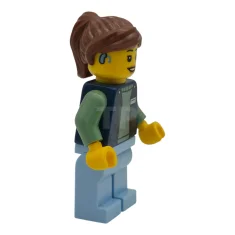 LEGO Delivery Worker - Female, Dark Blue Bodywarmer over Sand Green…