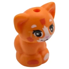 LEGO Cat, Friends Style, Baby Kitten, Sitting with Black Eyes, Bright…