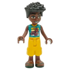 LEGO Friends Zac - Dark Tuquoise Shirt with Motorcycle, Yellow Cropped…