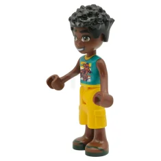 LEGO Friends Zac - Dark Tuquoise Shirt with Motorcycle, Yellow Cropped…