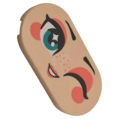LEGO Tile, Round 2 x 4 Oval with Face, Black Eyebrows…