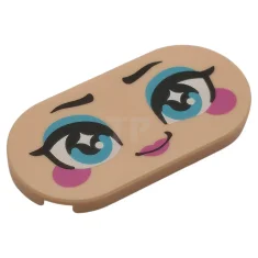LEGO Tile, Round 2 x 4 Oval with Face, Black Eyebrows…