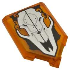 LEGO Tile, Modified 2 x 3 Pentagonal with Silver Skull with…