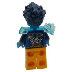 LEGO Logan - Transhellblauer Schulterpanzer, hellorangefarbene Beine und dunkelblaue runde Fliese