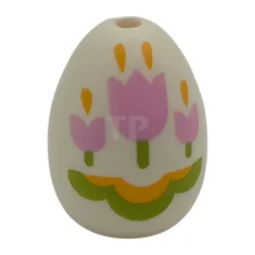 LEGO Egg with Small Pin Hole with Bright Pink Tulips, Lime…