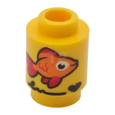 LEGO Brick, Round 1 x 1 with Orange and Red Fish,…