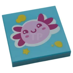 LEGO Tile 2 x 2 with Medium Bright Pink Axolotl with…