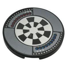 LEGO Baldosa, Redonda 3 x 3 con Dejarik Plateado Oscuro /…